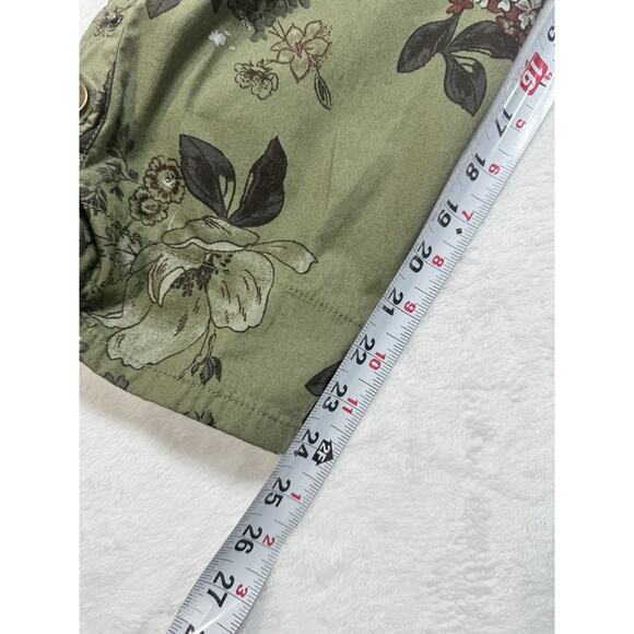 Democracy Flex-ellent Floral Print Utility Cargo Pants, Military Green Size 10 - Picture 3 of 5